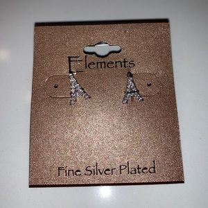 Elements Eiffel Tower Silver Plates Earrings